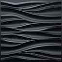 STICKGOO Black 3D Wall Panels, Wave Design Textured PVC Wall Panels, 19.7''x19.7'' Modern Accent Wall Panels for Interior Wall Decor Bedroom Office Living Room