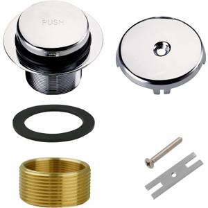 Chrome Bathtub Drain Tip-Toe Single Hole,Welsan Tub Drain Trim Set Conversion Kit Assembly, Coarse Thread Replacement Trim Kit with 1-Hole Overflow Faceplate Includes an Adapter,Chrome Plated