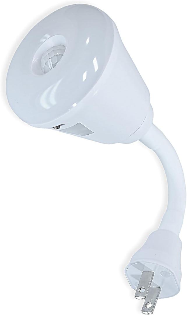 Bright Night Light LED Motion and Light Sensor AC Outlet Plug-in Flexible Neck Rotatable PIR Automatic Lamp Dusk to Dawn (6 Watts)