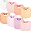 Tiny Twinkle Baby Feeding Bibs 8 Pack - Waterproof and Absorbent Infant Drool and Feeding Baby Bibs (Girl Pastel)