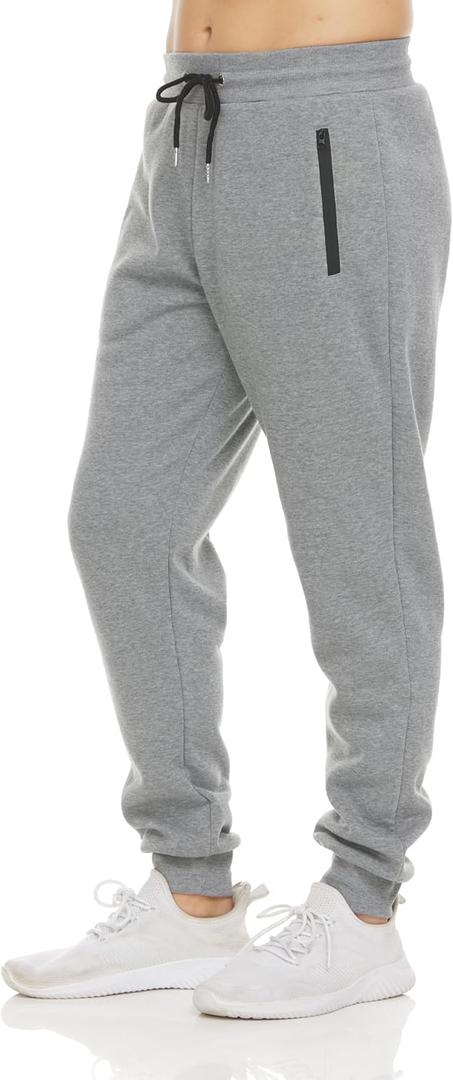 PURE CHAMP Men's Sweatpants 3 Pack Fleece Active Athletic Workout Jogger Sweatpants for Men with Zipper Pocket Size S-3XL (Large)