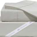 DreamFit DreamComfort 100% Natural Long Staple Cotton Sheet Set for Adjustable Bed with Elastic Corner Bands with Extra Deep Pocket up to 20 in Crafted in USA Split Head King Sheet Set Sage