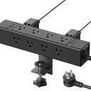 CCCEI Desk Outlet Station 20W USB C Port. 12 Outlet Desktop Clamp Power Strip Surge Protector 4800J with Switch. Nightstand Office Standing Desk Accessories, Fit Thicker Table Edge or Screw Mount, 6FT