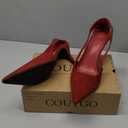 Coutgo Womens Dressy Heels Shoes Closed Pointed Toe Cut Out Pumps Casual Work Shoes, Red Wine, Size 8.5