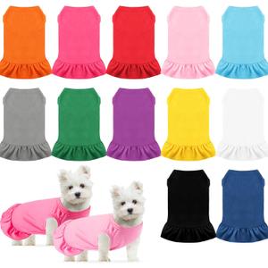 Sanwuta 12 Pcs Cute Puppy Dresses for Girl Comfortable Dress Dog Shirts Female Clothes Puppy Outfits PET Shirts with Ruffles Sundress for Dogs, 12 Colors(Medium)