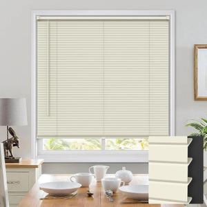 100% Privacy L-Shaped Blades Mini Blinds for Indoor Windows 1" Vinyl Cordless Window Blinds for Home, for Window 22.5" W  48" H Beige
