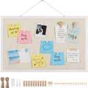 Thboxes Cork Board with Linen, 30" x 20" Double-Sided Bulletin Board Corkboard for Wall Picture Display Framed Vision Boards for Home Office School Pin Boards with 20 Pushpins &10 Clips