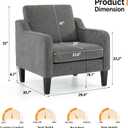 VINGLI Accent Chairs for Living Room Chairs Reading Chair Mid Century Modern Chair Soft Chenille Sofa Chair Upholstered Arm Chair Comfy Chair Side Chair (Light Grey Chenille)
