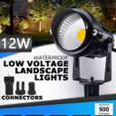 SUNVIE 12W Low Voltage Landscape Lights LED Landscape Lighting with Connectors 12V Warm White (900LM) Waterproof Garden Low Voltage Lights Wall Tree Flag Outdoor Spotlights with Spike Stand, 8 Pack