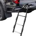 Tailgate Ladder for Pickup Truck, Universal 34"-42" Height Adjustable Tailgate Step with Non-Slip Wide Pedal, Heavy Duty Durable Truck Ladder for Ford Dodge Ram Hilux Chevy GMC, Capacity 350 lbs (Black)