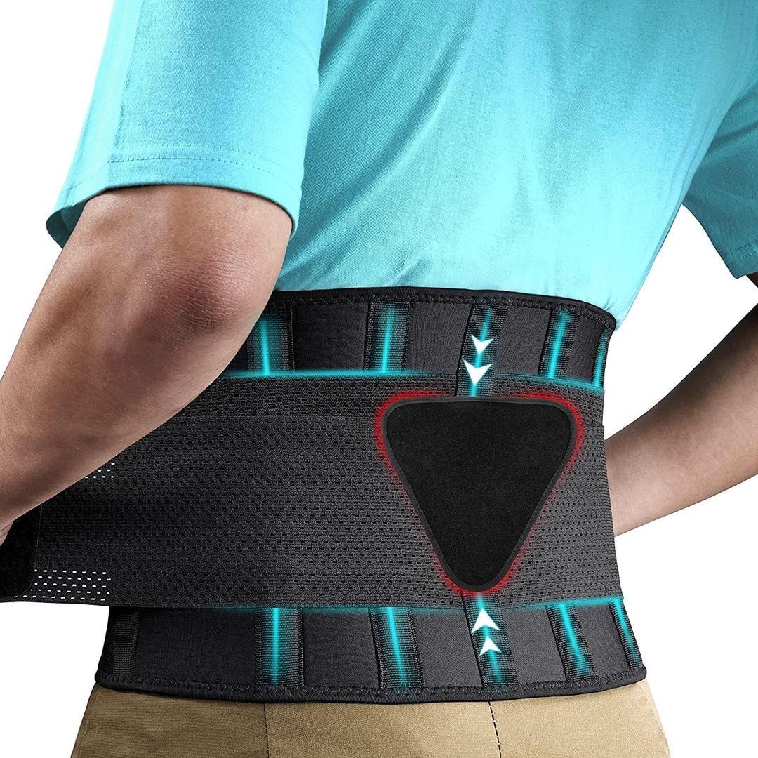 FEATOL Back Brace Support Belt-Lumbar Support Back Brace for Back Pain, Sciatica, Scoliosis, Herniated Disc Adjustable Support Straps-Lower Back Brace with Removable Lumbar Pad for Men & Women, L/XL