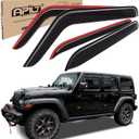 Outside-Mount Window Visors Rain Guards for Jeep Wrangler JL 2018-2026/Jeep Gladiator 2020-2026, Full-Size Wind Vent Deflectors Car Accessories Dark Smoke 4-Piece Set with Thicker