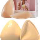 Double Sided sticky bra push up Inserts & Nipple Covers - Invisible Push Up for Swimsuit, Sports Bra & Wedding Dress (Small, Beige)