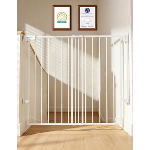 Babelio Extra Tall No Bottom Bar Baby/Dog Gate, 34" H, 27.5-40.6" W, White