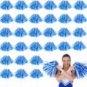 30 Packs Blue White Cheer Pom Poms with 11Inches Long Baton Handle,Cheerleading Pom Poms for Dance Team Spirit Party Football Basketball Club