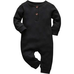 Eghunooy Baby Boy Girl Solid Color One Piece Romper Jumpsuit Outfits Clothes (Newborn, Black)