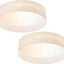 Hamilyeah LED Flush Mount Ceiling Light Fixture Set of 2, Dimmable Ceiling Light Fixture with Fabric Shade 24W 12inch 5CCT, Drum Light Fixture Ceiling Mount for Living Room, Kitchen, Bathroom, Bedroom (12 inch Beige Shade(2 PACK))
