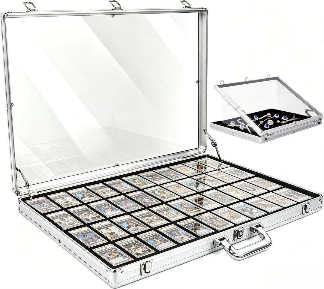 Silver 34"x22" Aluminum Lockable Trading Card Display Case