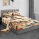 Full Size Bed Sheet Sets, Vintage Western Cowboy Soft Microfiber 4 Pcs Bedding Sets for Kids and Adults Bedroom Bed Decor, West Horse Desert Flat, Fitted Sheet and 2 Pillowcases