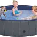 Foldable Dog Swimming Pool, Collapsible Hard Plastic, Portable Bath Tub for Pets Dogs and Cats, Pet Wading Pool for Indoor and Outdoor, size 60"x60"x12"