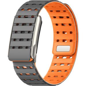 Spapoy Magnetic Sport Band Compatible with Whoop 5.0 Bands for Men Women, Soft Silicone Breathable Adjustable Waterproof Replacement Wristbands for Whoop 5.0 Band One, Peak and Life [Not for Gen 4] (Gray/Orange)