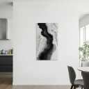 Boiee Art,24x48Inch Hand Painted Modern Black Simply White Framed Artwork Textured Ocean Wave Art on Canvas Minimalist Oil Painting