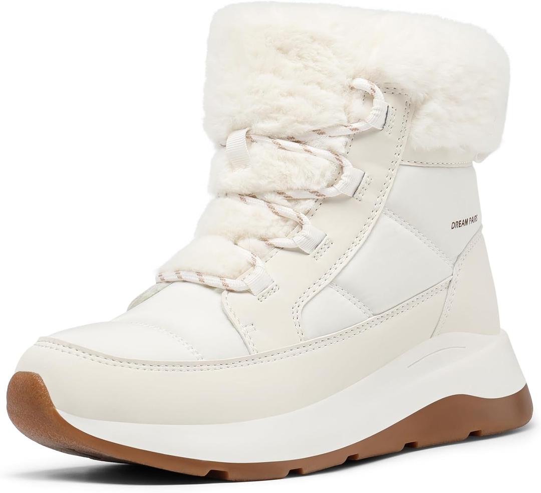 DREAM PAIRS Women's Winter Snow Boots, Faux Fur Waterproof Ankle Booties, Zaylee Ladies Comfortable Short Boots Outdoor (7, Off-white)