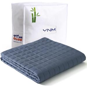 YnM Cooling Weighted Blanket for Adults, 20lbs Heavy Bed Throw for One Person of 190lbs, Perfect for Hot Sleepers or Warm Climates with Cooling Rayon/Glass Beads(60x80 Inches,Queen Bed, Blue Grey)