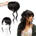 Flufymooz 100% Human Hair Clip In Bangs,360Real Human Hair Toppers for Women Natural Fringe Extensions with Invisible Clips-Medium Brown