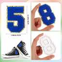 20 Pcs 3.15 in Chenille Iron on Numbers Patches Embroidery with Glitter Sequins Sew 0-9 Applique for DIY Clothing Team Uniform Sports T-Shirt Football Jeans Bags Decors(Blue)