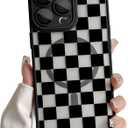 Lovmooful Magnetic Compatible for iPhone 15 Pro Max Case Compatible for MagSafe Cute Clear Checkerboard Lattice Plaid Design for Girls Women Soft TPU+PC Shockproof Protective Girly-Black