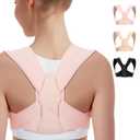 Vicorrect Posture Corrector for Women and Men, Adjustable Upper Back Brace for Clavicle Support and Providing Pain Relief from Neck, Shoulder, and Upper Back (Pink, Large/XLarge)