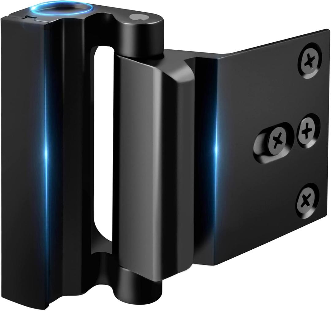 Home Security Door Lock Reinforcement - Child Proof High Security Door Locks with 3" Stop Withstand 800 lbs for Inward Swinging Front Door, Night Kids Safety Metal Flip Deadbolt Latch Defend Home (Black)
