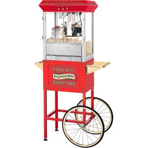Great Northern Popcorn Company 5995 10 oz. Perfect Popper Popcorn Machine with Cart - Red (5995 GNP Red 10oz. Full)