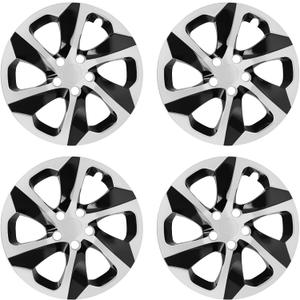 Wheel Hubcaps Compatible with Toyota RAV4 2019-2024; 17 inch Wheel Covers; Set of 4 Pcs (Black&Silver)