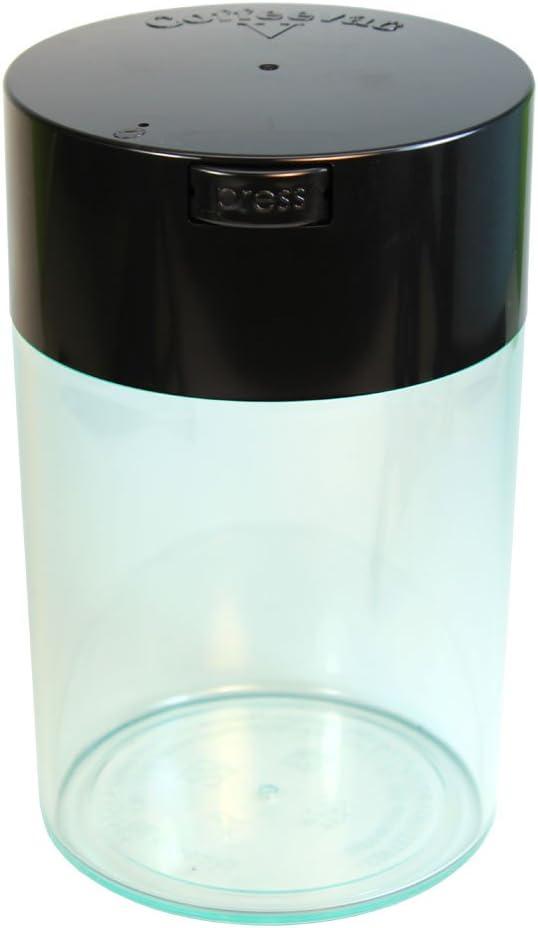 Coffeevac 1LB Patented Airtight Container with Degassing Valve | Multi-use Vacuum Container Works as Smell Proof Containers for Ground Coffee and Coffee Bean Containers. Black Cap and Clear Body