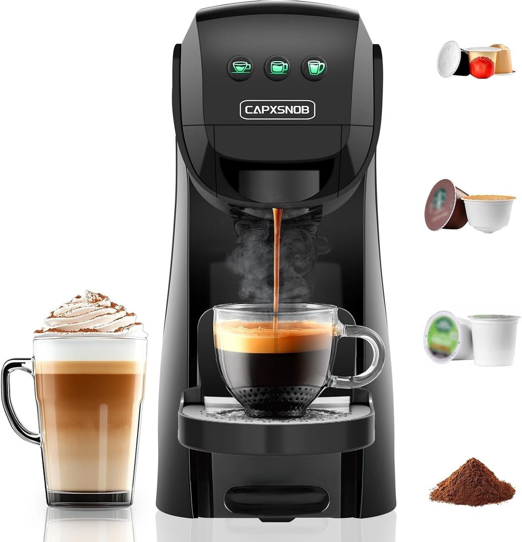 Warriors1 Coffee Maker for Keurig K Cup, Espresso Machine for Nespresso Original, Dolce Gusto Coffee Pods, Ground Coffee, Coffee Machine for Cappuccino & Latte, Programmable, 20 Bar, 28 oz Reservoir