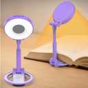 Reading Lights for Books in Bed:18 LED Rechargeable Clip-on Book Light with Timer & Memory Eye Caring 3 Color Temperature Stepless Dimming Portable Night Light for Book Lovers (Purple)