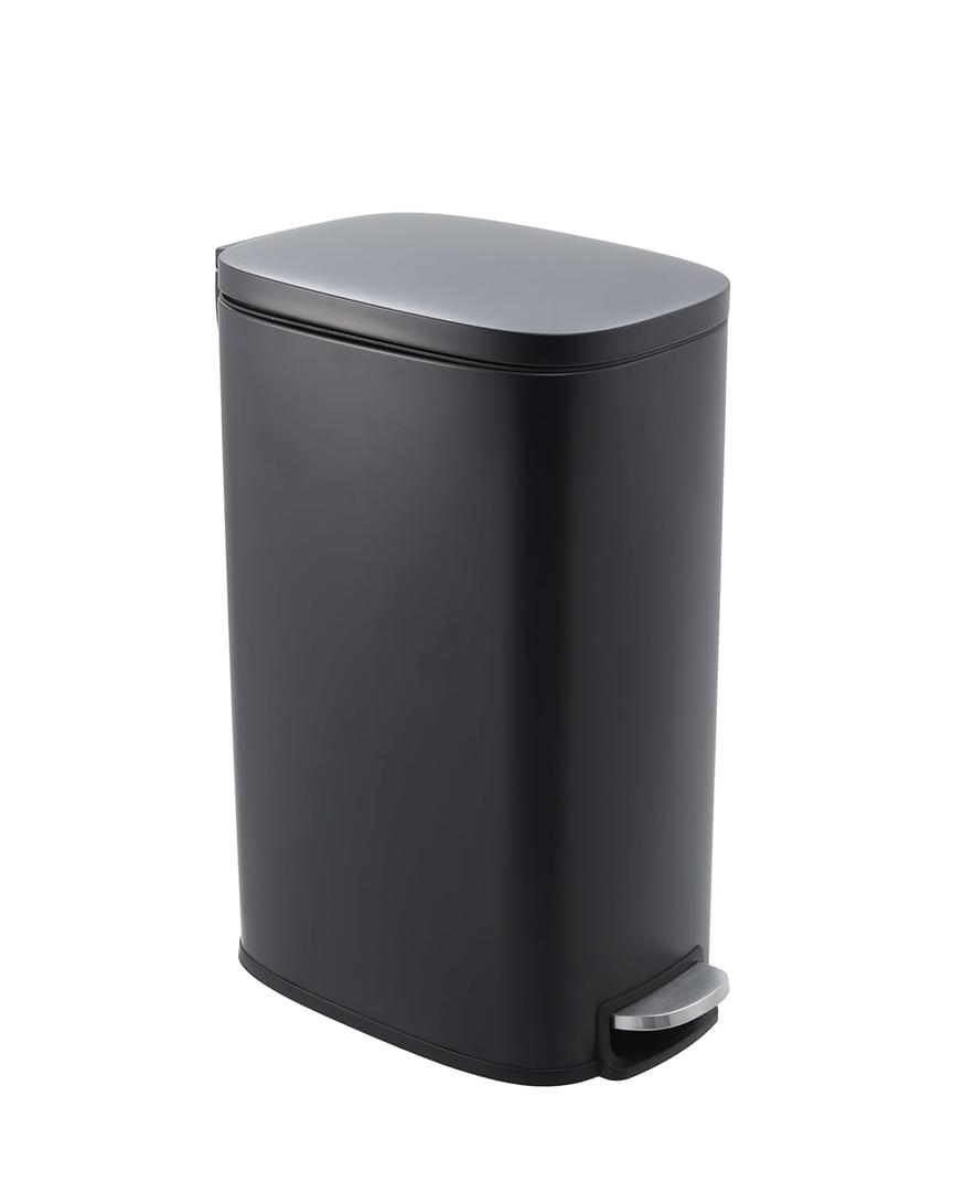 Garvee Slim Kitchen Trash Can 13 Gal, Skinny Stainless Steel Garbage Can with Removable Inner Bucket & Soft Close Lid, Narrow Trash Bin for Bathroom Living Room Office, Black