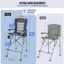 Extra Tall Folding Chairs for Adults 330lbs, Portable Bar Height Foldable Director Chairs for Camping Outside, Comfortable with High Back and Footrest, Blue