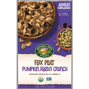 Nature's Path Organic Flax Plus Pumpkin Raisin Crunch Cereal, 12.3 oz (Pack of 12), Non-GMO