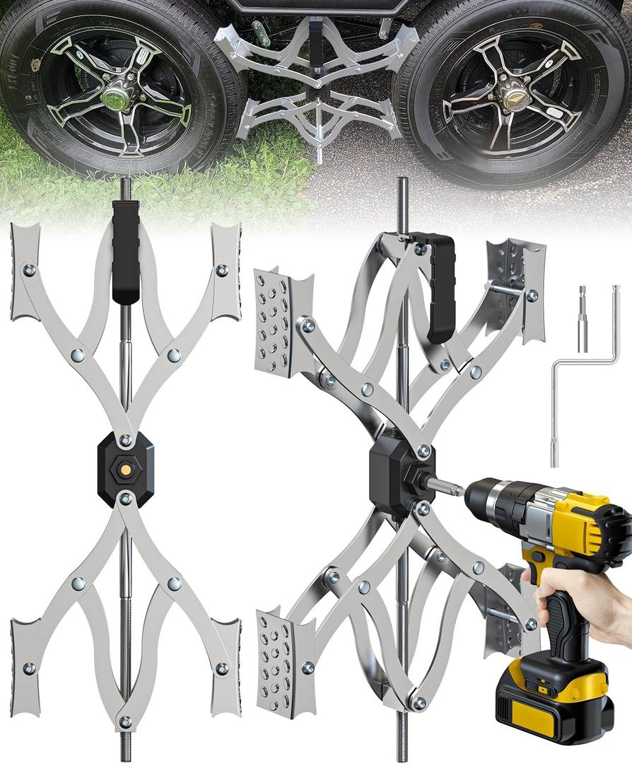 X Chocks XL [Extended Allow Drill Adjust], A Pair 4'' to 17'' Wheel Stabilizer for Travel Trailers, RV Tire Stabilizers Locked Chocks for Campers Travel Trailers Trucks, Wheel Scissor with Wrench