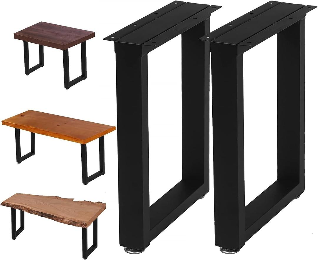 NXN-HOME 22'' Tall Square Metal Table Legs for Furniture, Bench Legs, Coffee Table Legs, Set of 2 Mid Century Home DIY Projects Black Furniture Legs(22”H x 13.7”W)