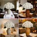 Kimura's Cabin 6pcs White Hydrangea Artificial Flowers Silk Fake Hydrangeas Faux Hydrangea Flowers with Stems for Wedding Bouquets Arrangement Home Table Centerpieces Baby Shower Party Decoration