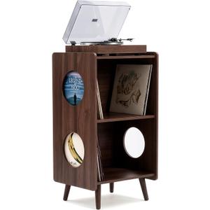 Record Player Stand, Turntable Stand with Vinyl Record Storage, 35"H x 19.1"W x 15.7"D