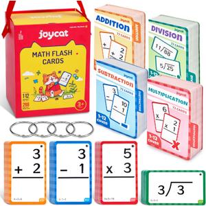 JoyCat 288 Math Flash Cards Set of 4- Multiplication, Division, Addition and Subtraction Flashcards for Kids 1st 2nd 3rd 4th 5th Grade or Kindergarten Homeschool Supplies