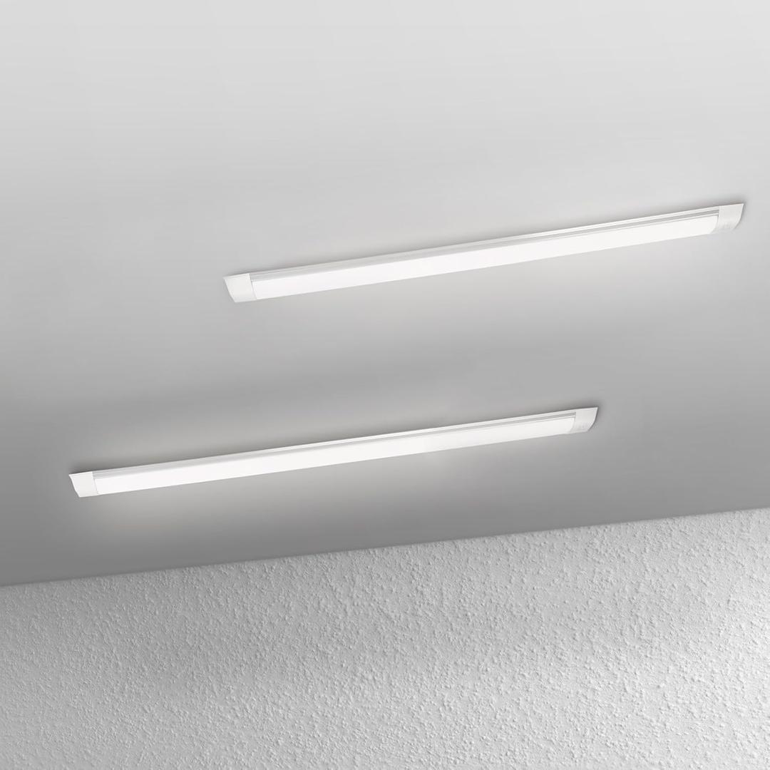 2-Pack 4FT LED Batten, Close to Ceiling Light fixtures, 40W, Ultra-Thin Day Light, 4000K, IP20, LED Ceiling Light for Garage, Stores, Warehouse, Office, Corridor, supermarkets, etc.