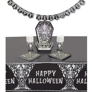 Halloween Tombstone Party Dinnerware Set, Table Cover, Banner (74 Pieces)