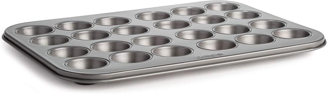 Cooking Light Mini Muffin Pan Carbon Steel Quick Release Coating, Non-Stick Bakeware, Heavy Duty Performance, 24-Cup, Gray