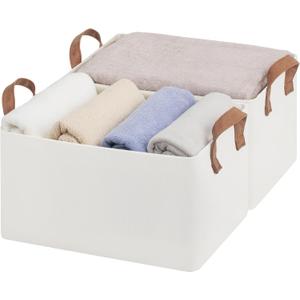 StorageWorks Storage Bins, Fabric Storage Bins for Shelves, Storage Baskets with Metal Frame, Closet Baskets and Bins with Handles, Beige, 2-Pack (14 " L x 10 " W x 8 " H)